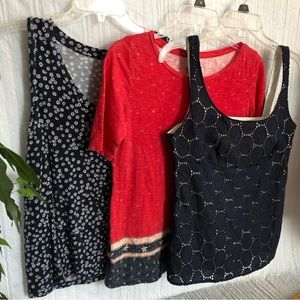 LOFT women's SZ XS summer lot 3 tops 2 sleeveless scoop & V neck navy red